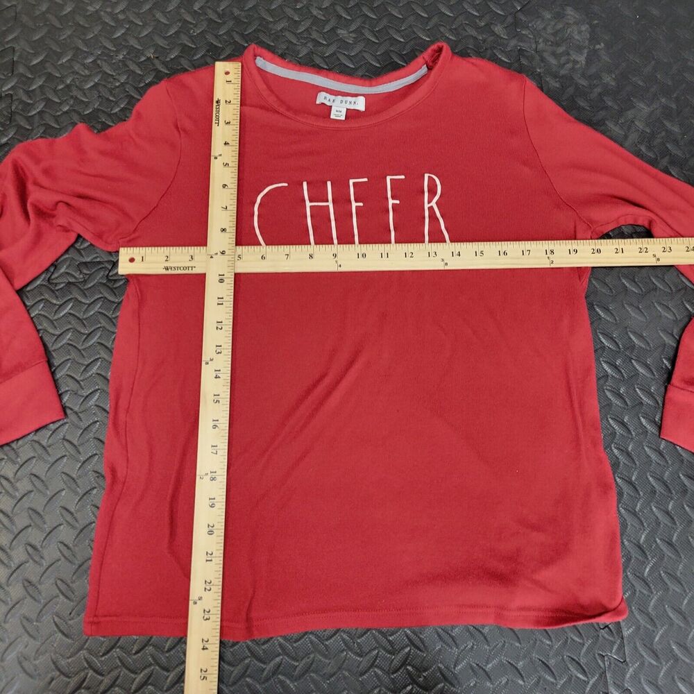 Rae Dunn CHEER Long Sleeve Jersey Top Women's Medium Red‎ - Picture 4 of 7